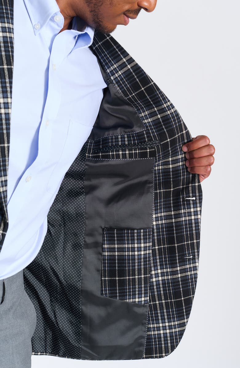 SAVILE ROW CO Black & Gray Plaid Blazer, Alternate, color, Black