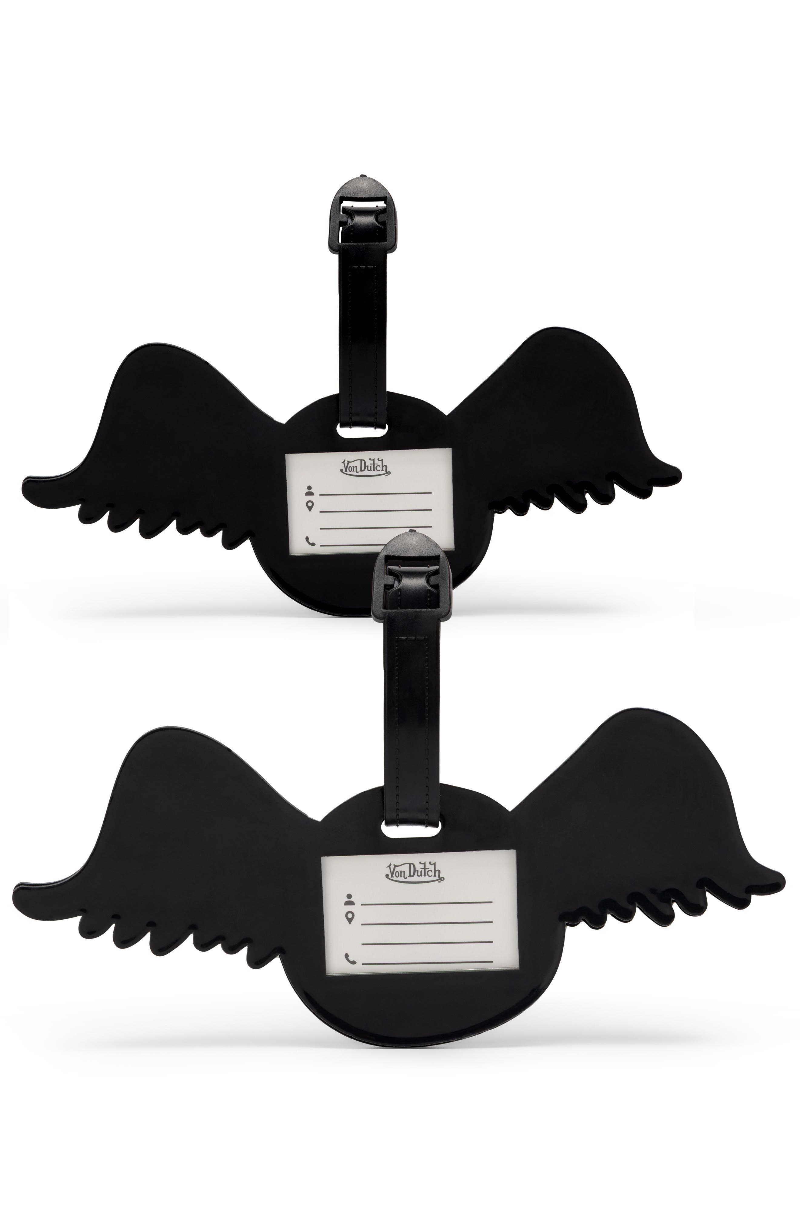 Von Dutch Flying Eyeball 2-Piece Suitcase ID Tag Set with Adjustable Straps, Alternate, color, Flying Eyeball