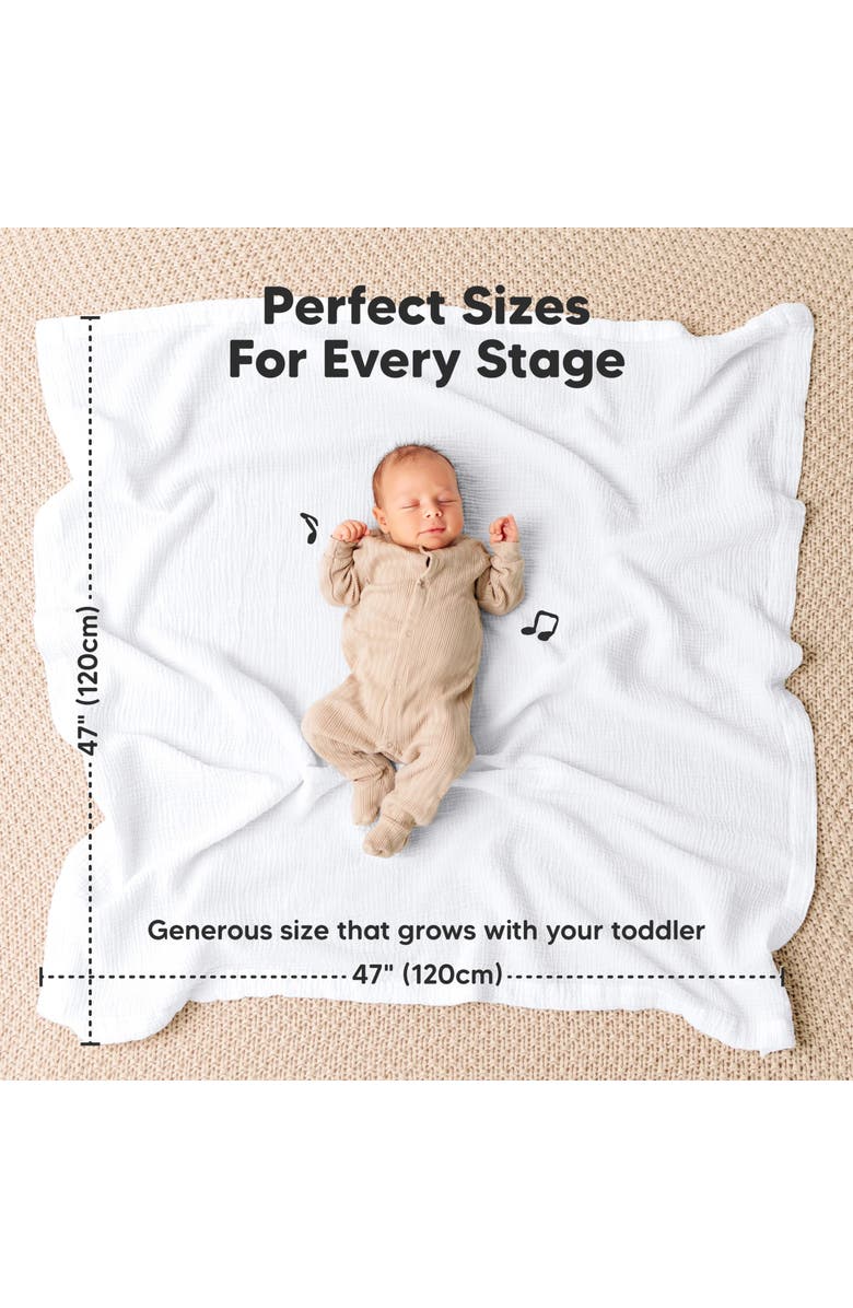 KeaBabies 3-Pack Lyra Muslin Swaddle Blankets, Alternate, color, Soft White