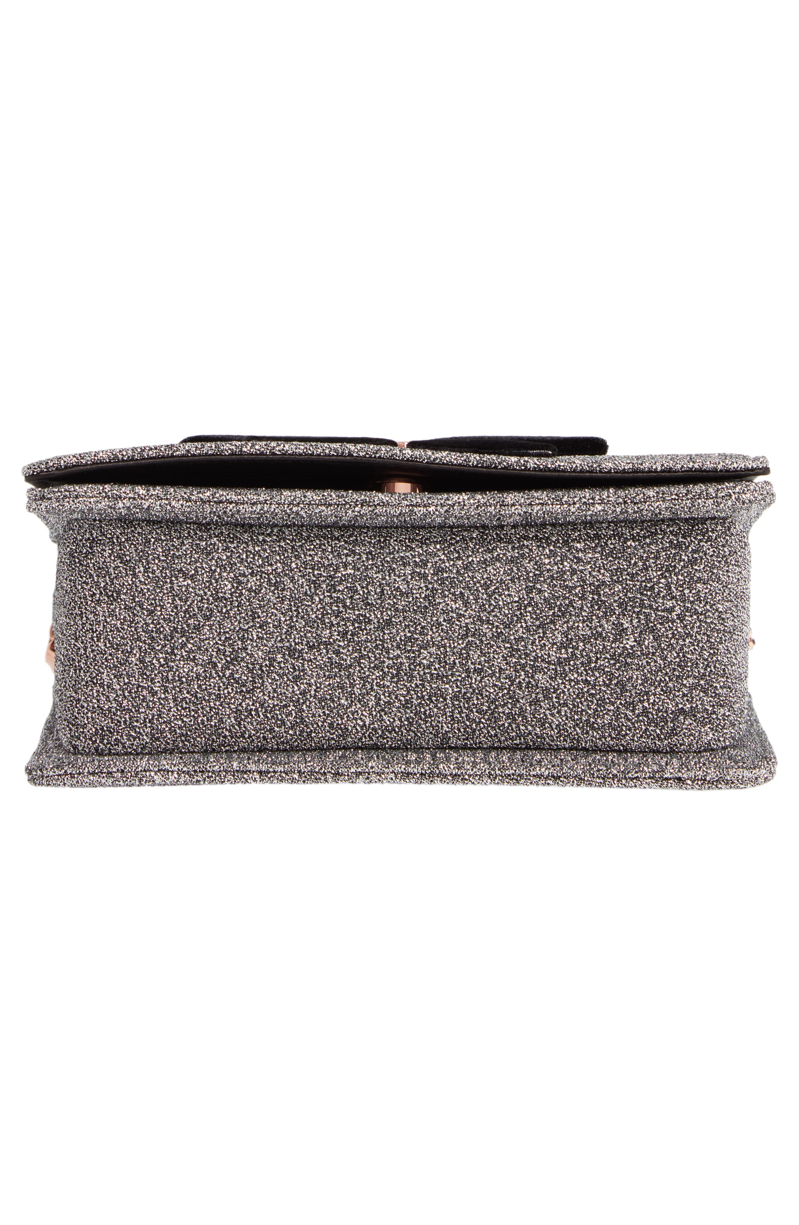 Jeminna Velvet Bow Evening Bag, Alternate, color, SILVER