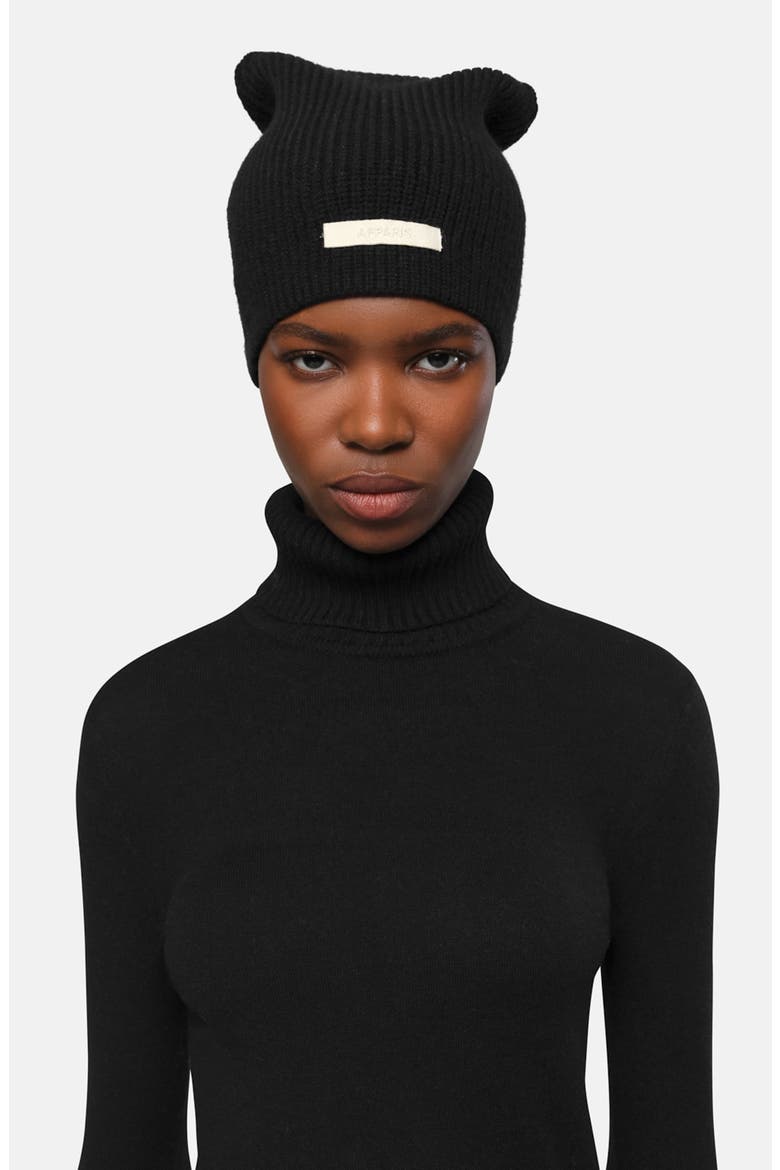 Cara Logo Patch Beanie, Alternate, color, NOIR
