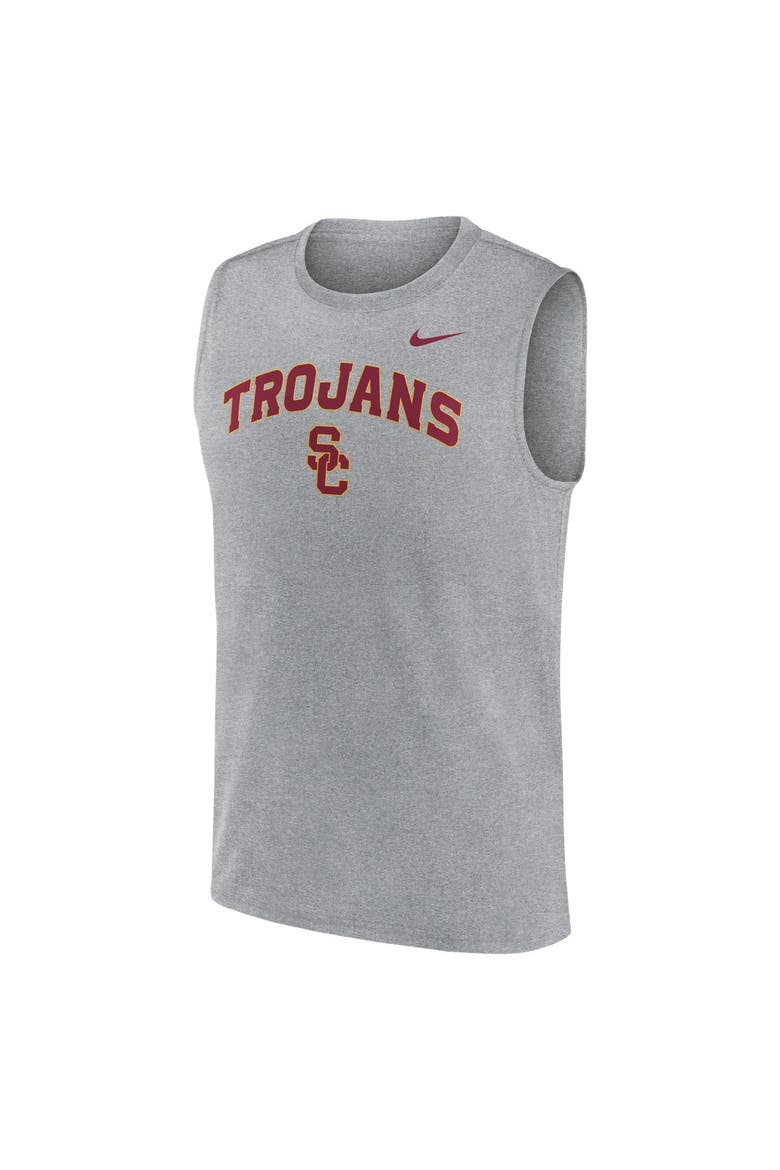 Men's Nike Heather Gray USC Trojans Primetime Legend Arch Dri-FIT Muscle Tank Top, Alternate, color, Heather Gray