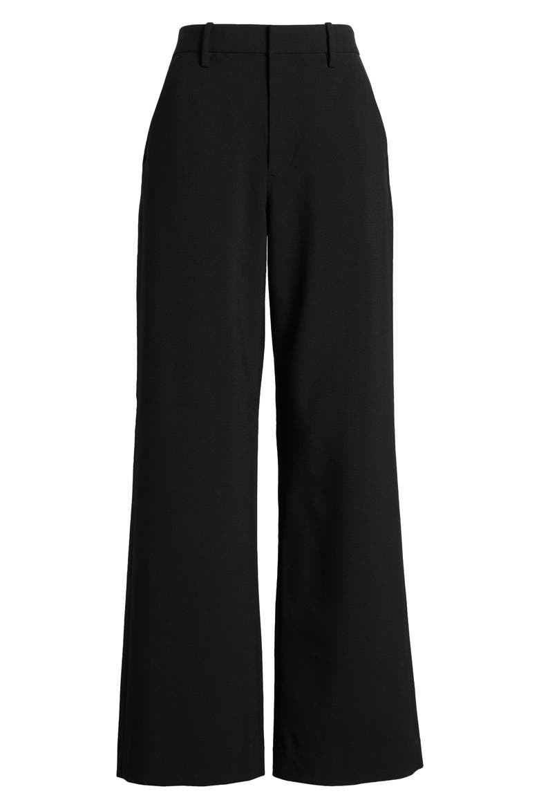 Banks Wide Leg Wool Blend Ankle Pants, Alternate, color, BLACK