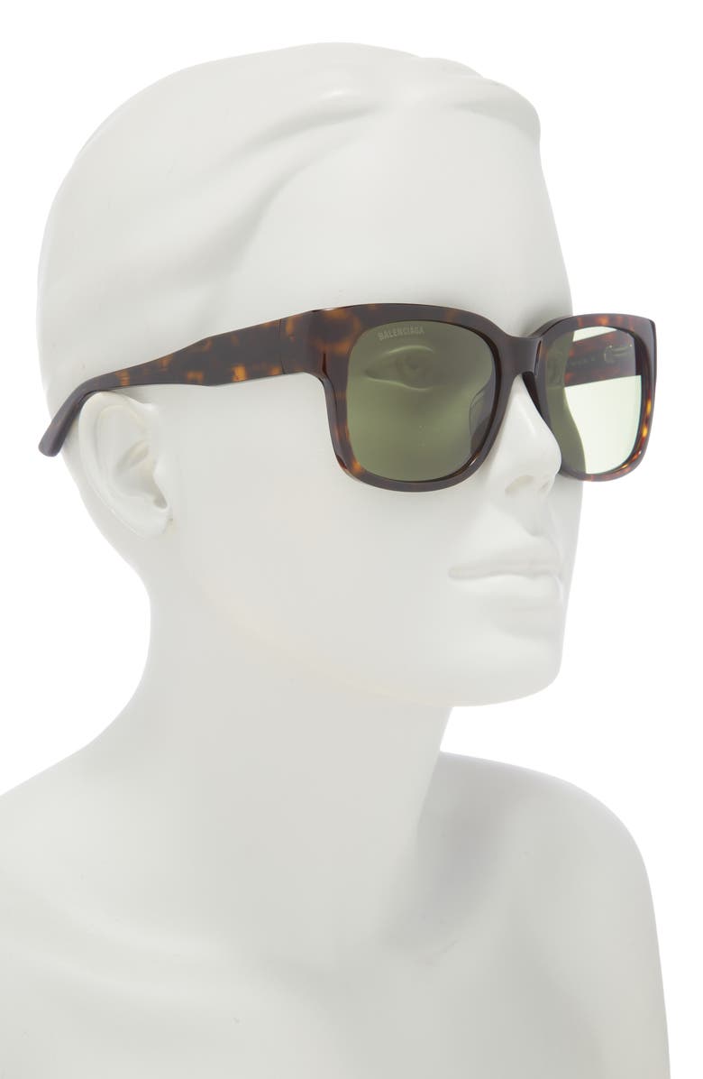 Balenciaga 56mm Square Sunglasses, Alternate, color, Havana Green