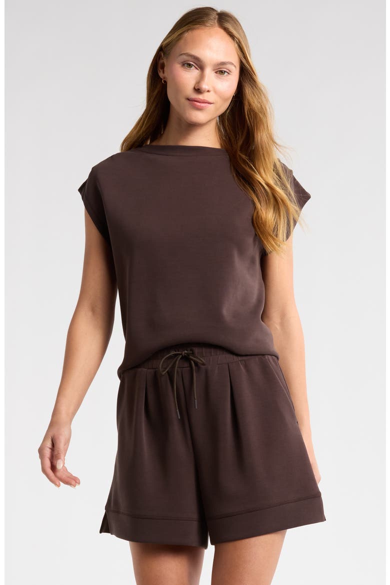 Soft Luxe Knit Gathered Shoulder Top, Main, color, BROWN MOLE'