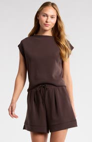 Zella Soft Luxe Knit Gathered Shoulder Top