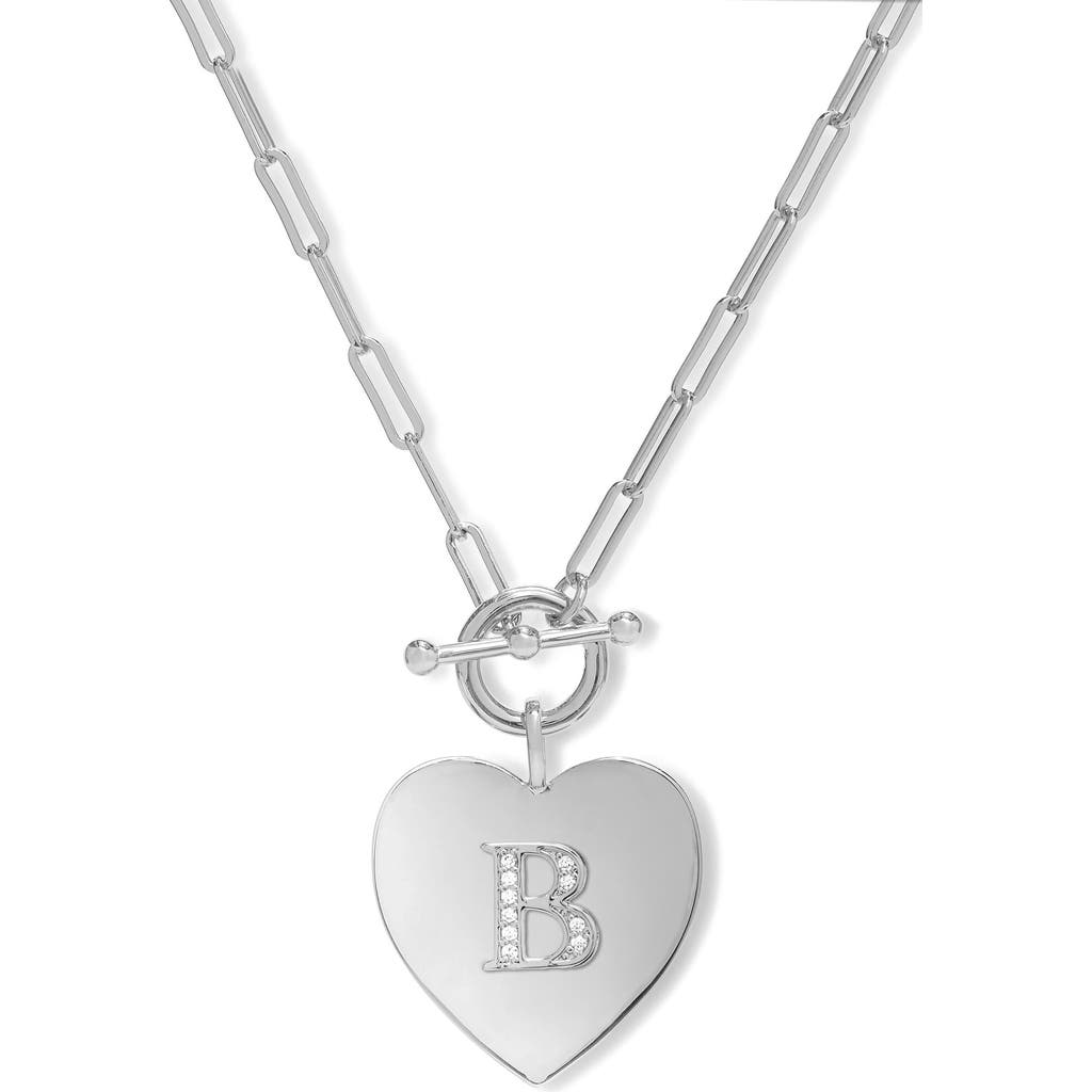 Melinda Maria Love Letters Initial Heart Medallion Necklace In Silver B