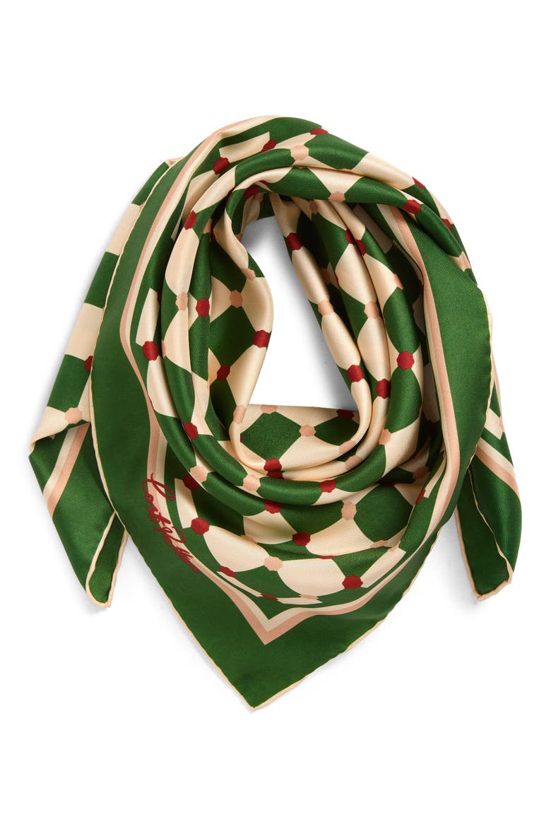 Checkerboard Silk Square Bandana, Alternate, color, GREEN