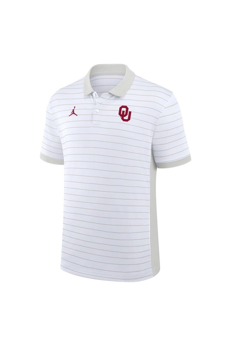 Men's Jordan Brand White Oklahoma Sooners 2025 Early Season Coaches Sideline Victory Stripe Performance Polo, Alternate, color, White