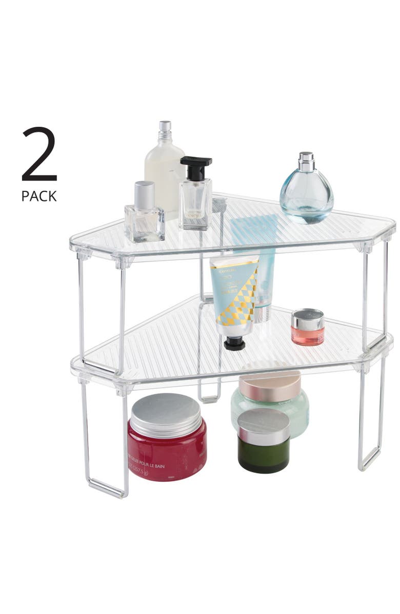 mDesign Plastic/Steel Corner Stackable Rack, Bathroom, 2 Pack, Alternate, color,