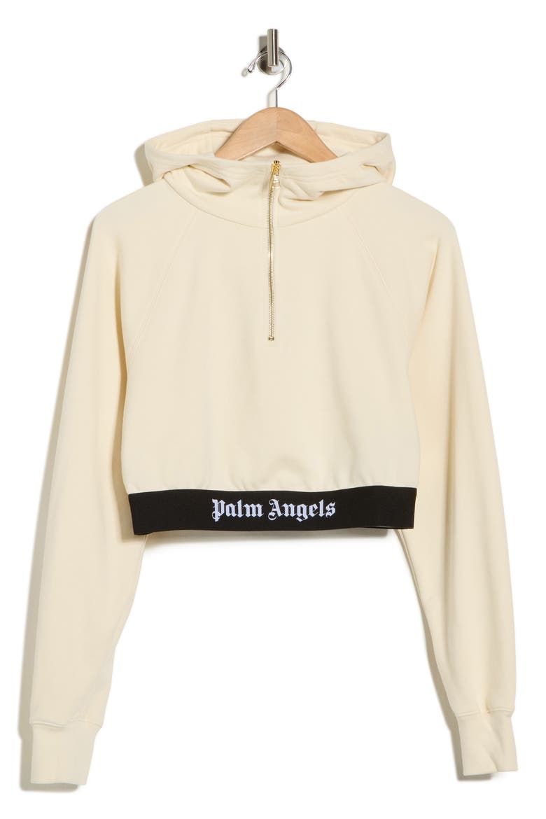Hooded Crop Sweatshirt, Alternate, color, WHITE BLACK