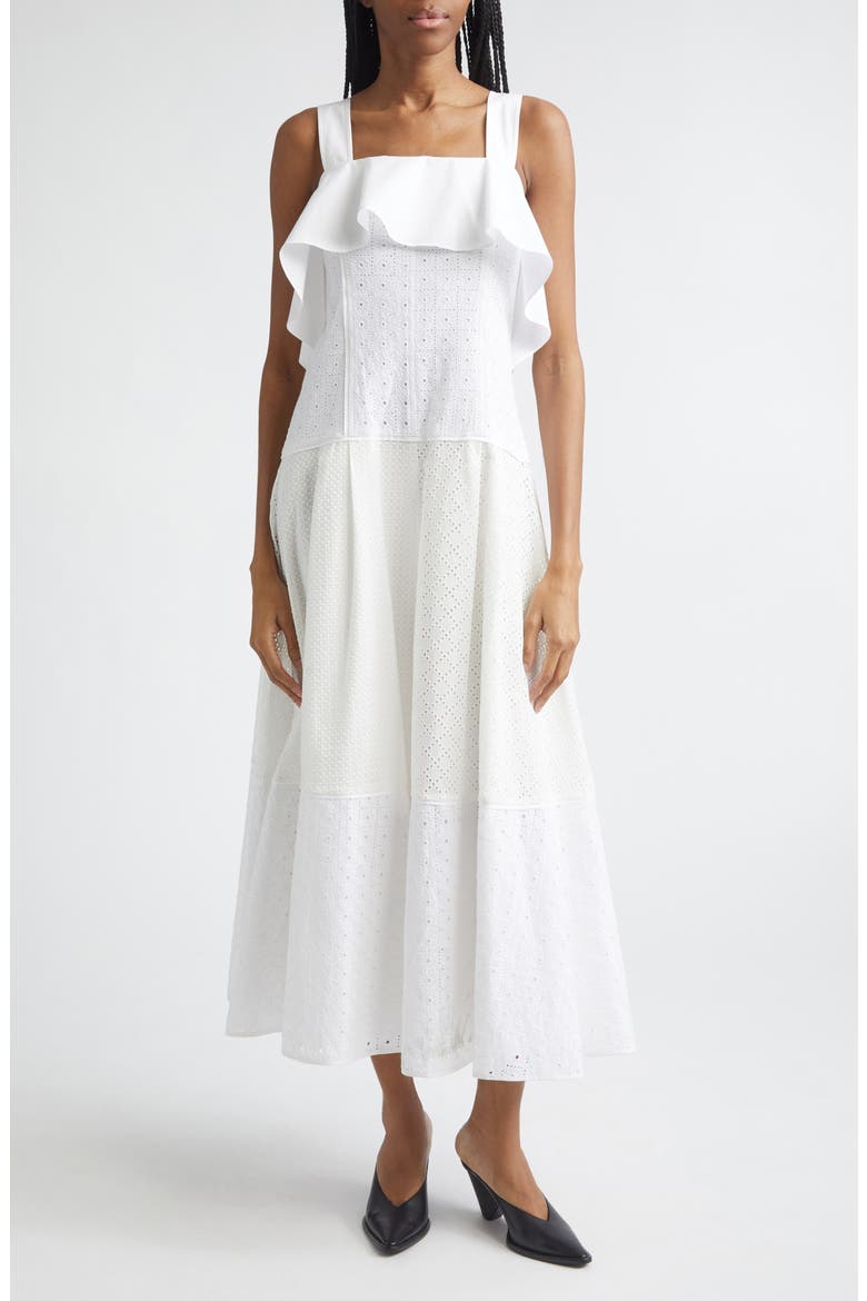 Broderie Anglaise Patchwork Sundress, Main, color, WHITE