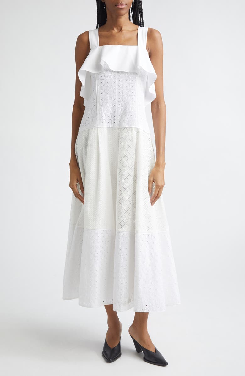 3.1 Phillip Lim Broderie Anglaise Patchwork Sundress, Main, color, White