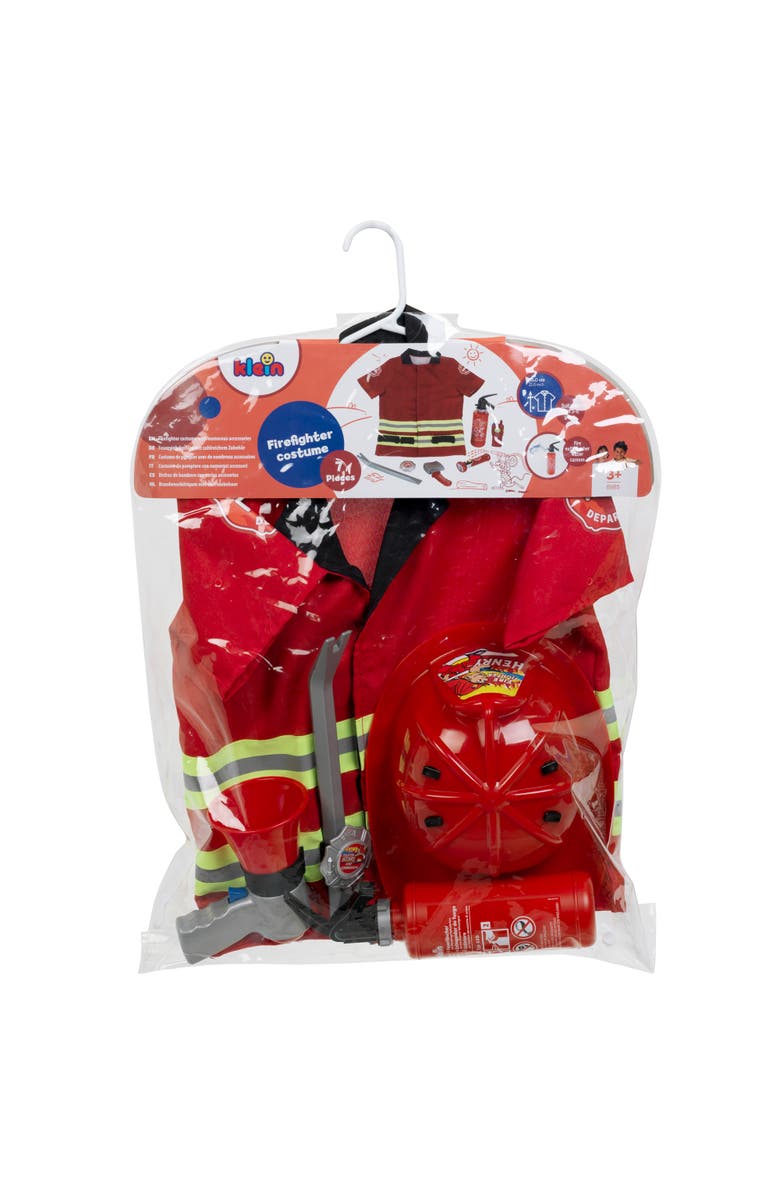 Klein Pro Firefighter Costume Red & Yellow 5 Piece Set, Ages 3+, Alternate, color, Red