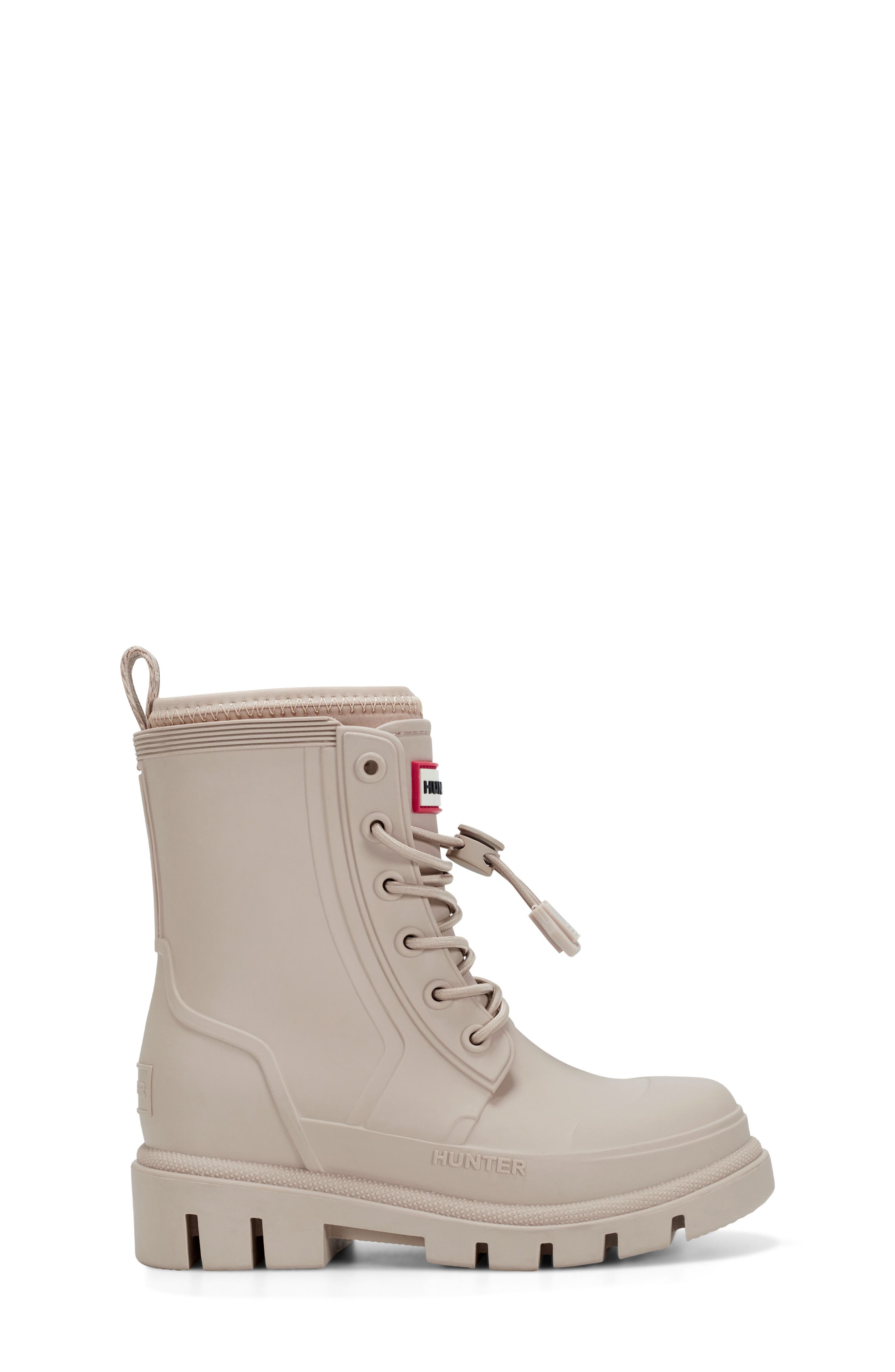 Kids' Stamp Waterproof Lace-Up Rain Boot, Alternate, color, LIGHT BROWN 230