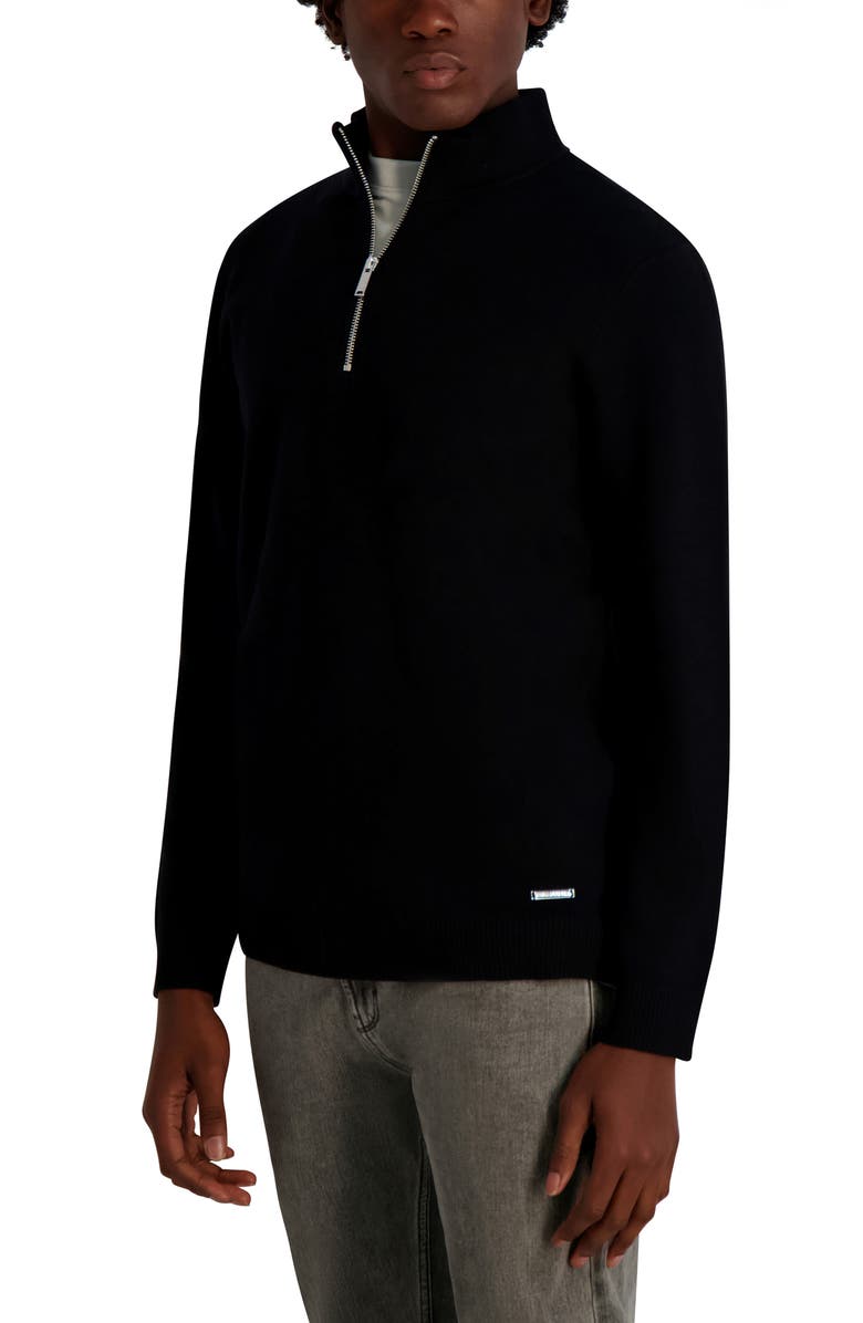 KARL LAGERFELD PARIS Quarter Zip Pullover, Alternate, color, Black