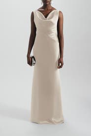 Amsale Bias Cut Cowl Neck Dress