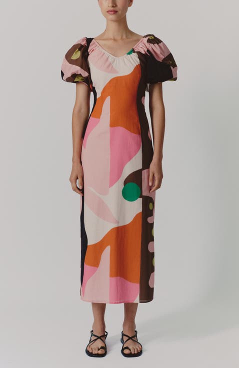 Ocarina Puff Sleeve Midi Dress