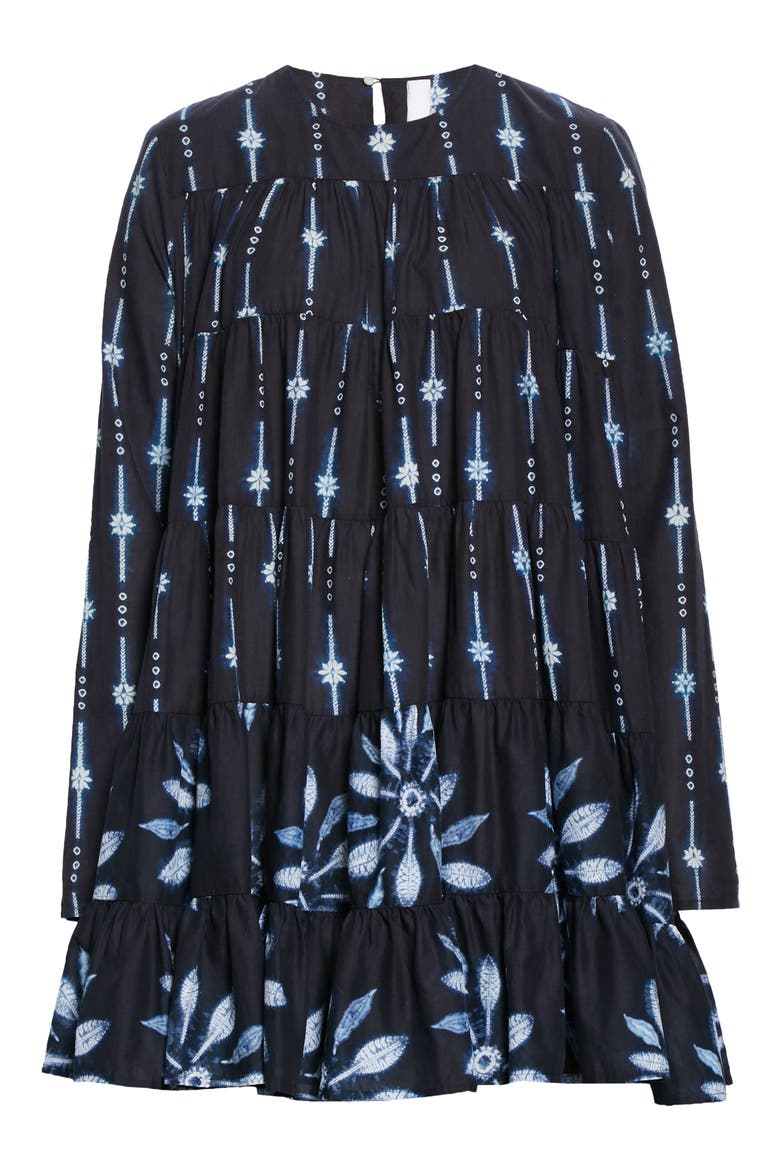 Soliman Tiered Long Sleeve Dress, Alternate, color, NAVY / COMBO PRINT