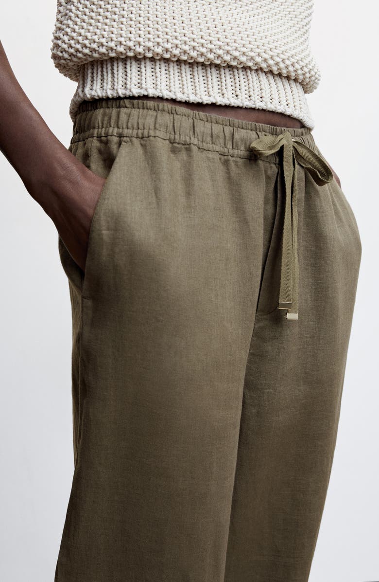 MANGO Drawstring Linen Pants, Alternate, color,