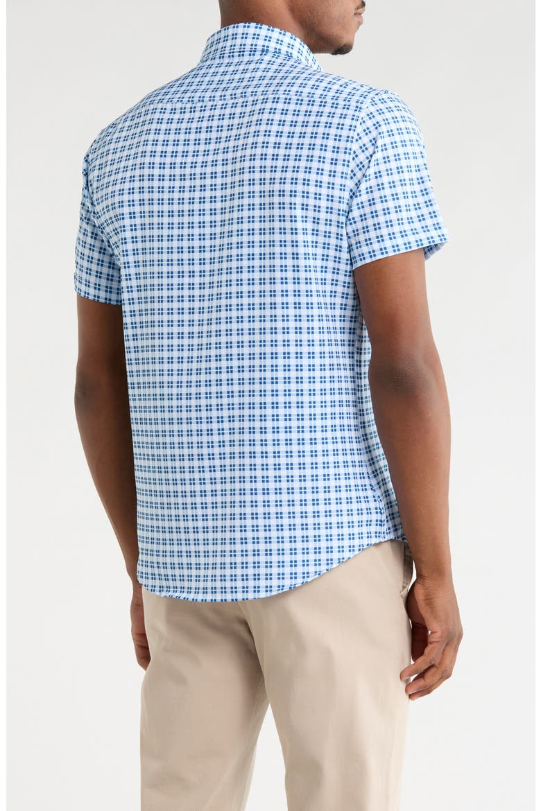 Plaid Short Sleeve Stretch Button-Down Shirt, Alternate, color, WHITE
