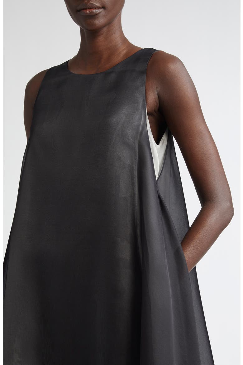 Layered Sleeveless Silk Organza Dress, Alternate, color, BLACK