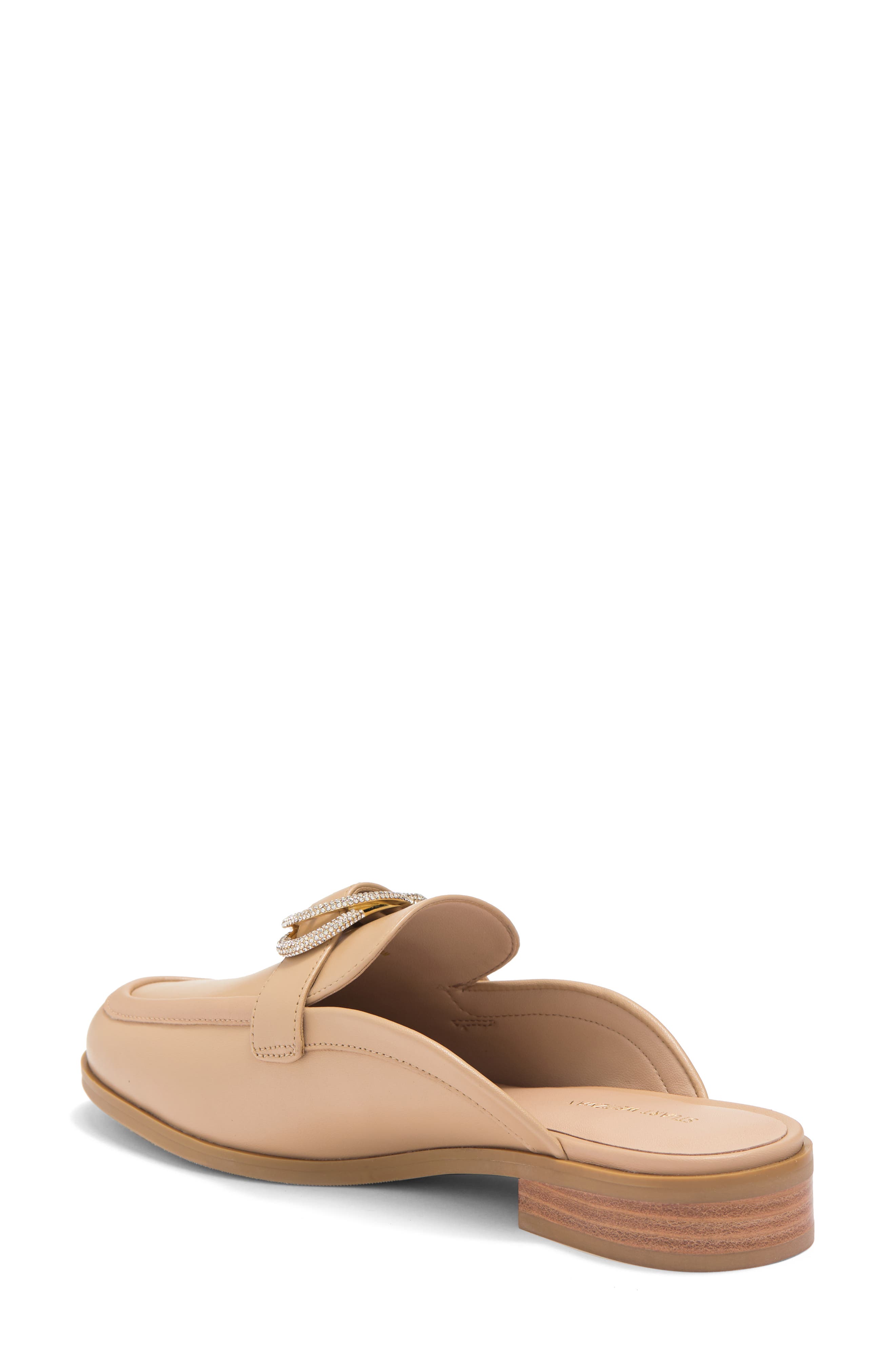 Stuart Weitzman Crystal Buckle Mule, Alternate, color, Golden Beige