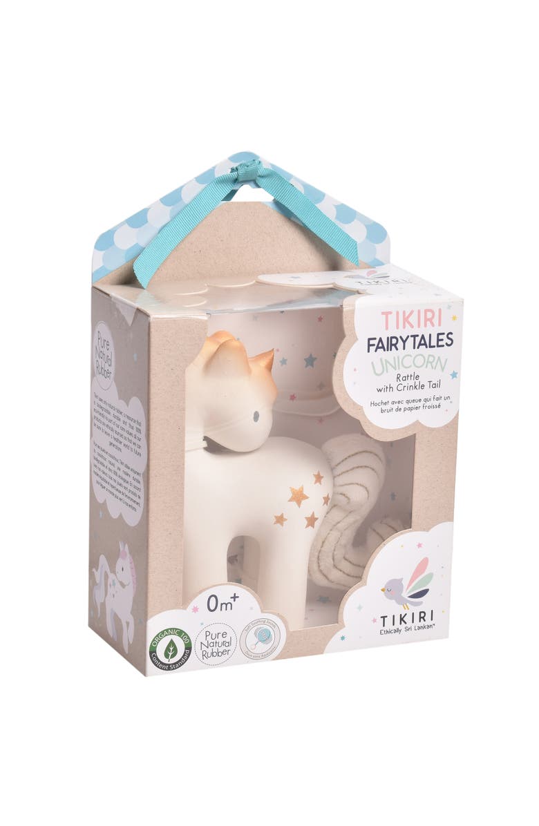 Tikiri Shining Stars Unicorn Organic Natural Rubber Rattle, Alternate, color, Multicolored
