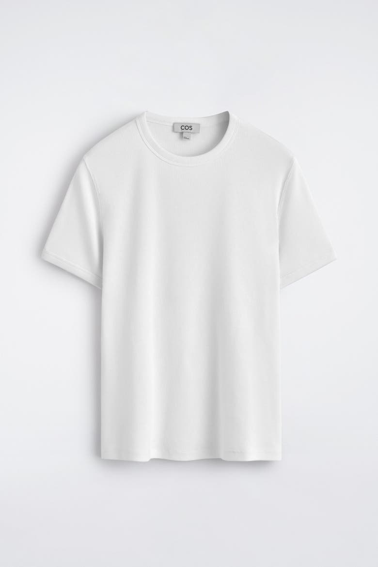 Slim Ribbed Cotton T-Shirt, Alternate, color, WHITE