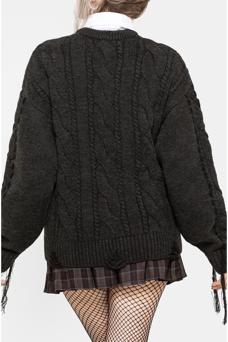 Skorn Skull Key Cable Knit Sweater, Alternate, color, Charcoal