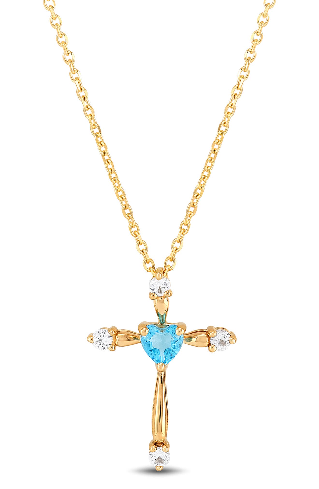 Frankie & Zoe Swiss Blue Topaz & Diamond Cross Pendant Necklace - 0.12ct.