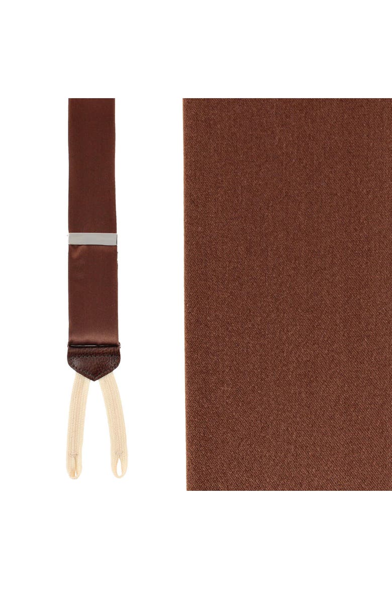 Sutton Solid Color Silk Formal Suspenders | Y-Back, Adjustable Braces, Main, color, Brown