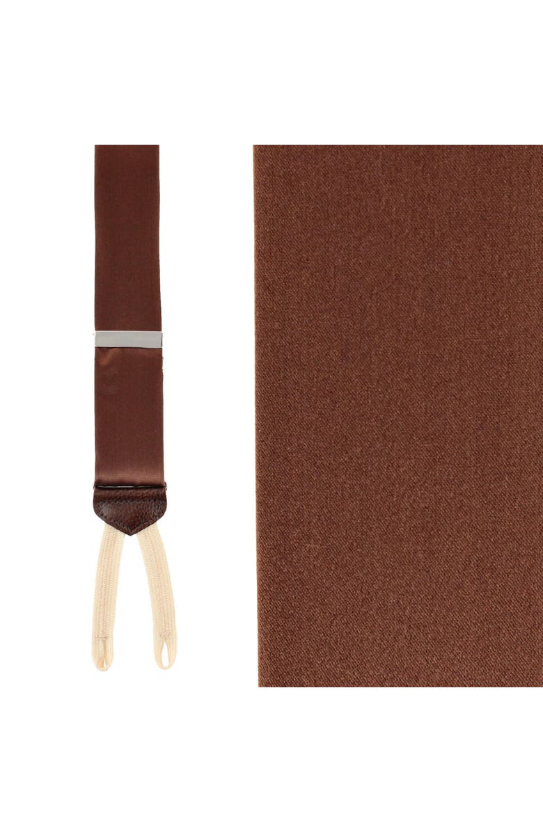 Trafalgar Sutton Solid Color Silk Formal Suspenders | Y-Back, Adjustable Braces, Main, color, Brown