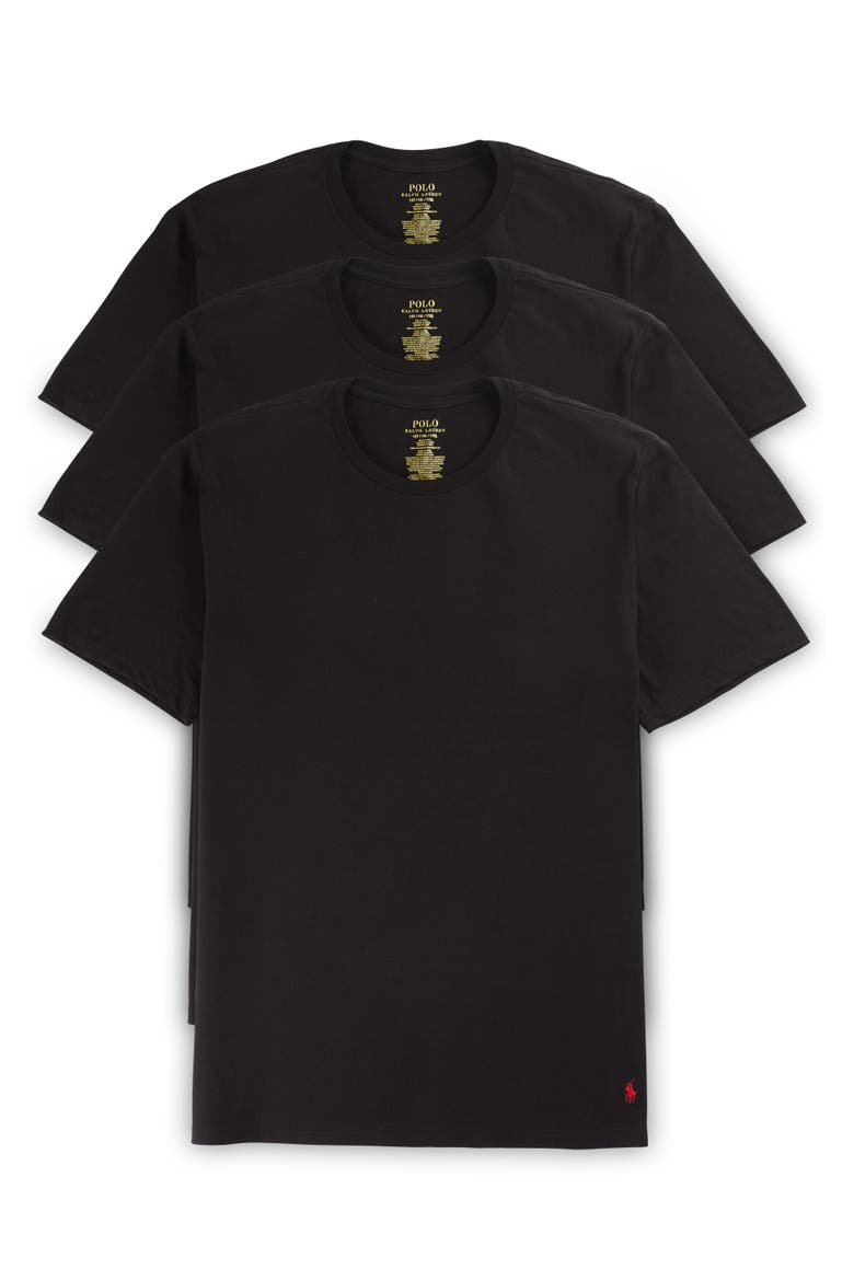 Big & Tall 3-pk Crewneck Undershirts, Alternate, color, BLACK