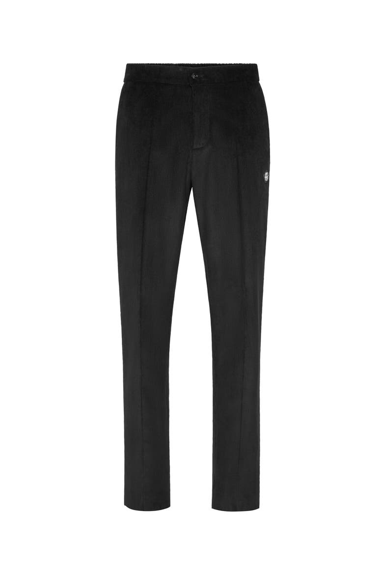 Corduroy Relaxed Fit Jogging Trousers Men, Main, color, black