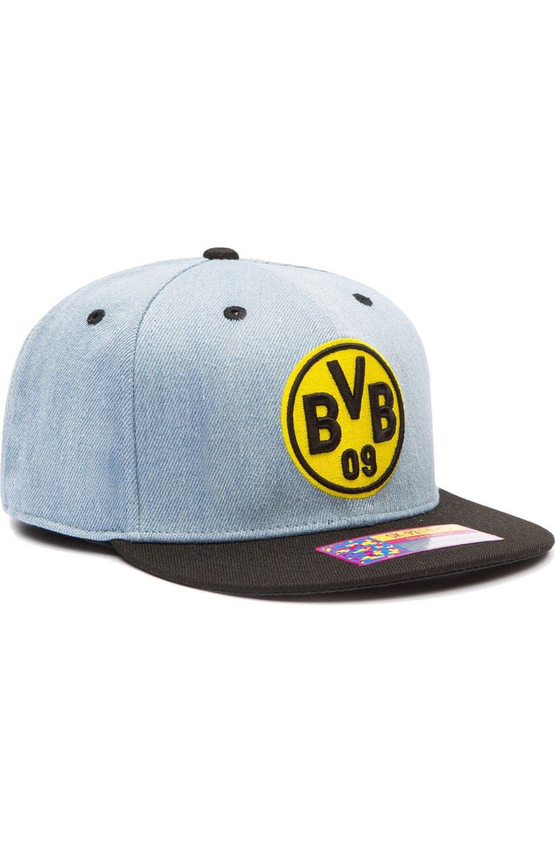 FAN INK Men's Denim/Black Borussia Dortmund Nirvana Snapback Hat, Alternate, color, 