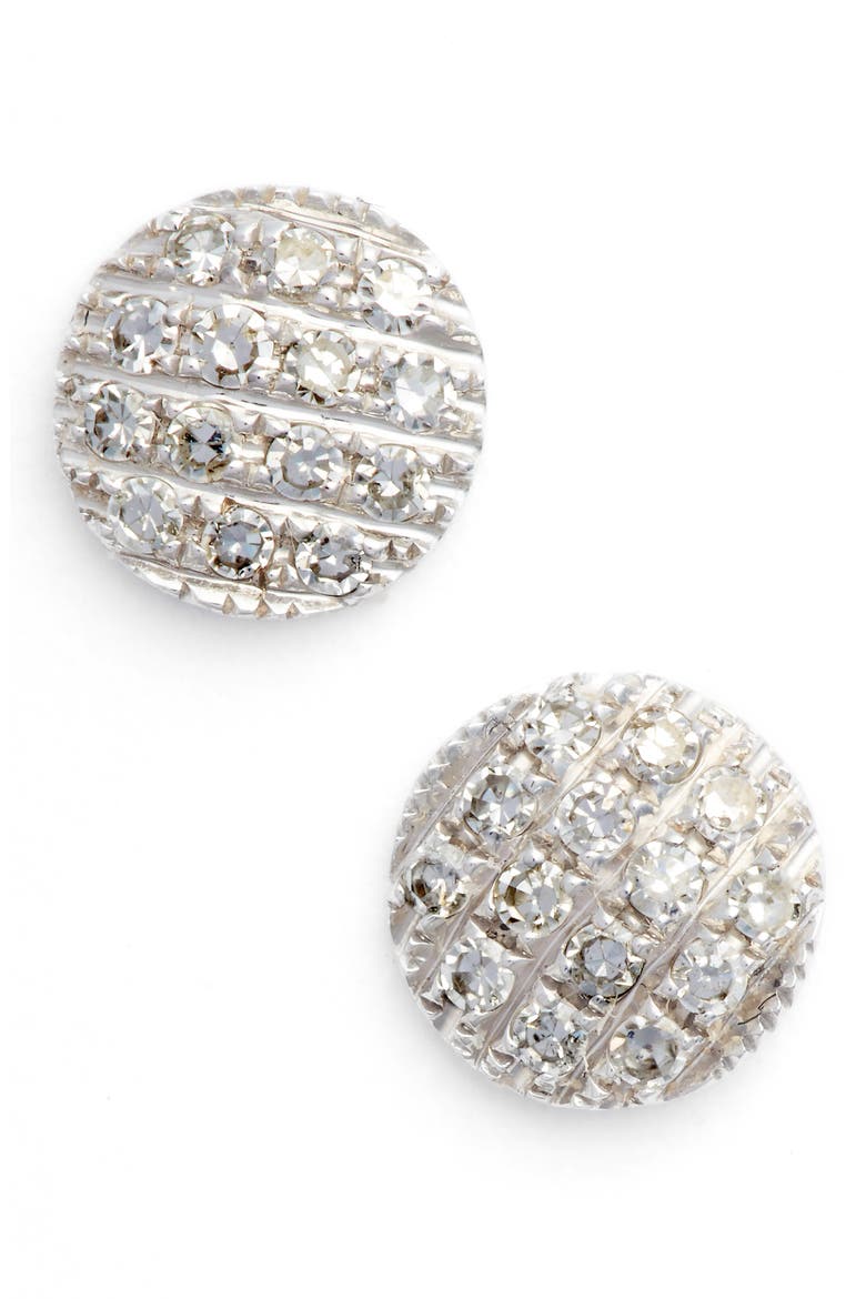 'Lauren Joy' Diamond Disc Stud Earrings, Main, color, WHITE GOLD