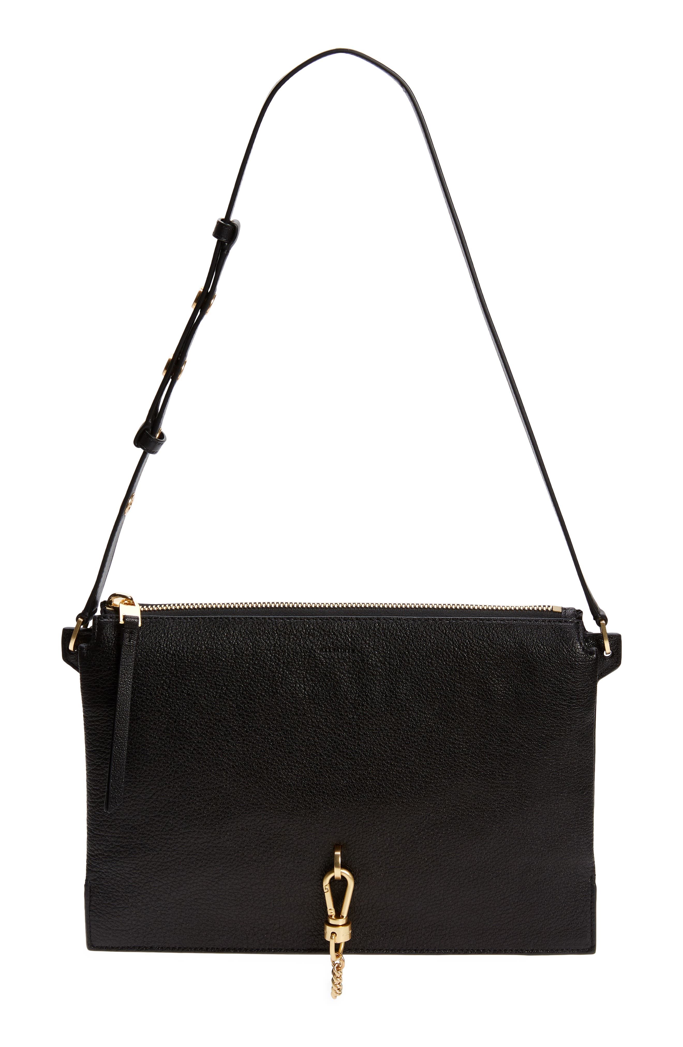 AllSaints Sheringham Leather Shoulder Bag, Main, color, 