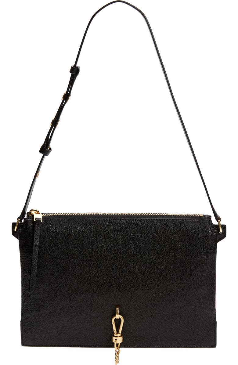 AllSaints Sheringham Leather Shoulder Bag, Main, color,