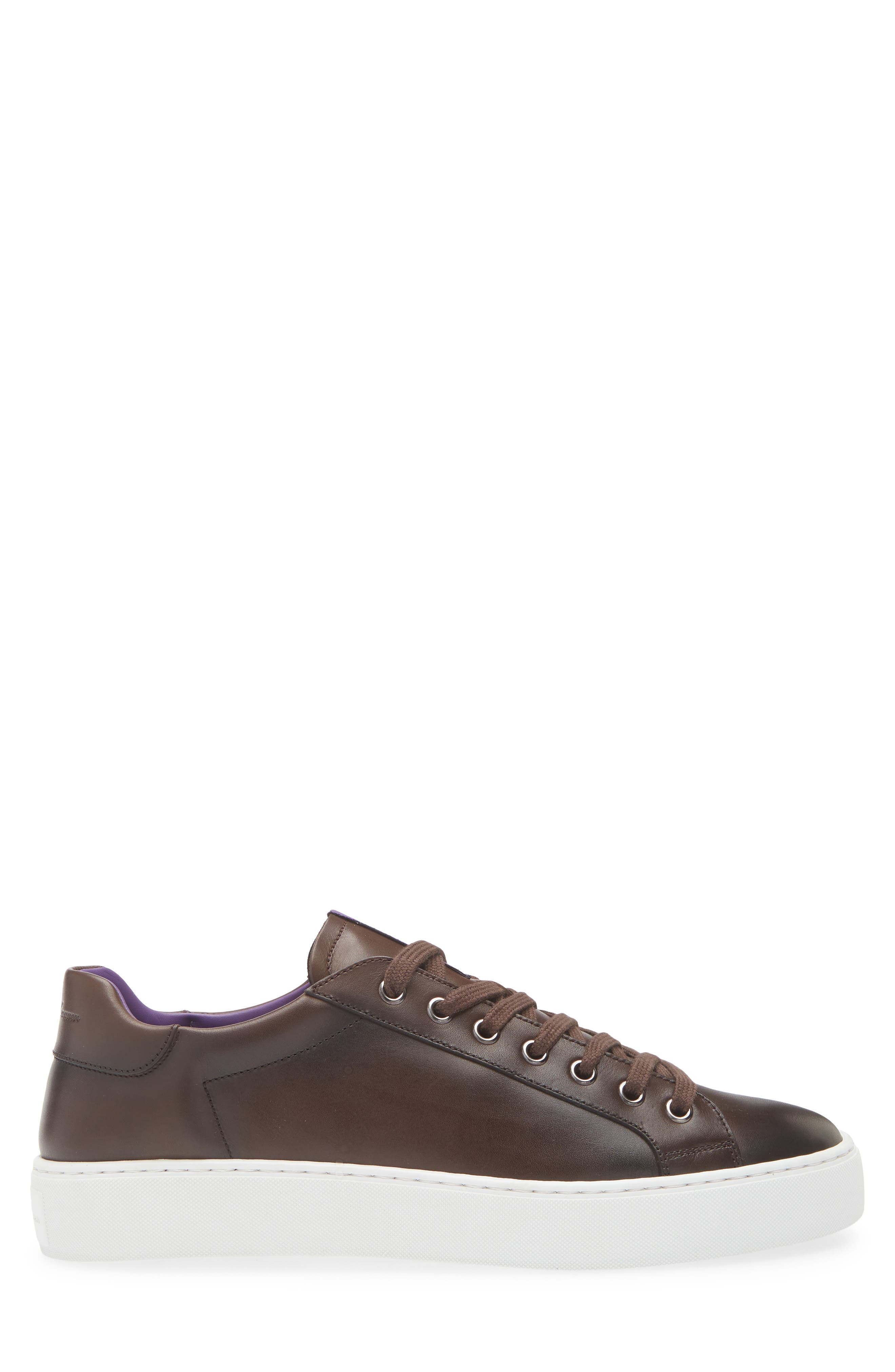 Ralph Lauren Purple Label Severn Calfskin Leather Sneaker, Alternate, color, Luggage Brown