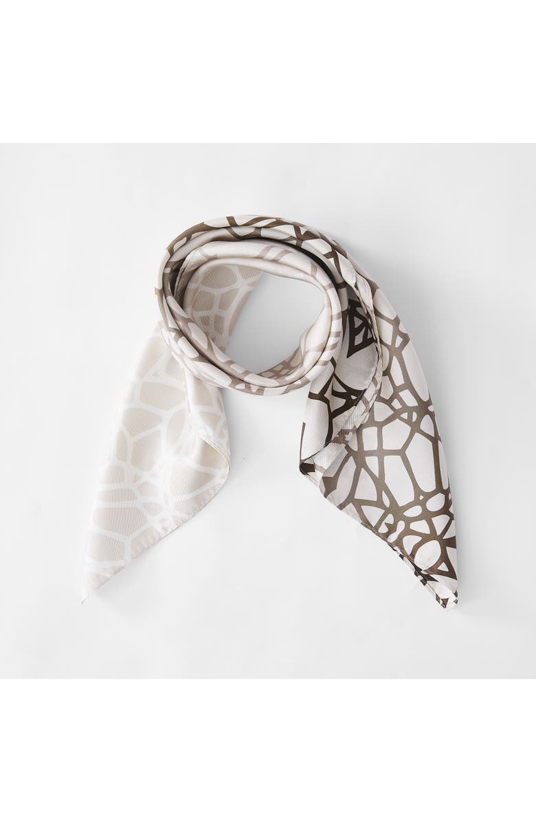 Chuks Collins x Lush Decor Ethereal Tangle Silk Scarf, Alternate, color, Ivory/Brown