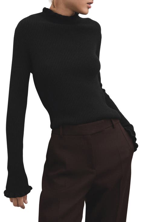 Scallop Mock Neck Sweater