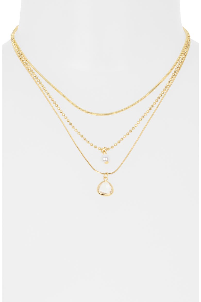 Set of 3 Faux Pearl & Cubic Zirconia Pendant Necklaces, Alternate, color, CLEAR- WHITE- GOLD
