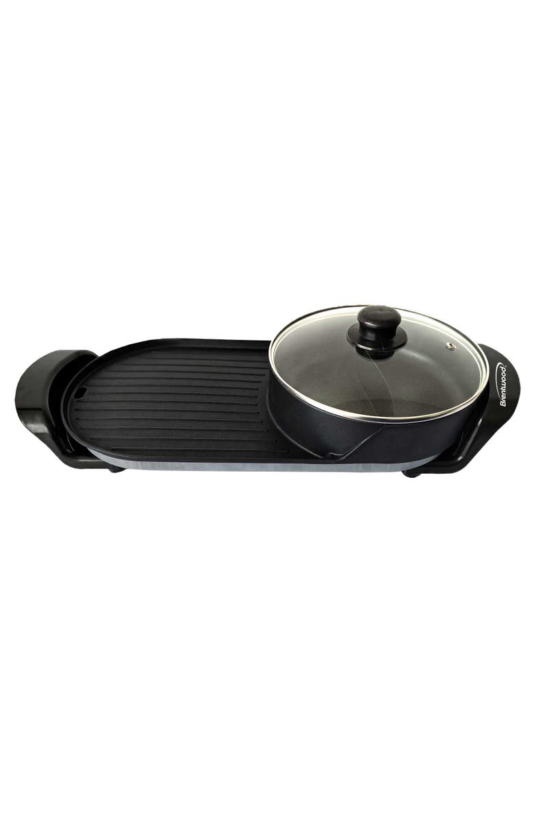 Brentwood Electric Hot Pot and Korean BBQ Grill, Main, color, Black