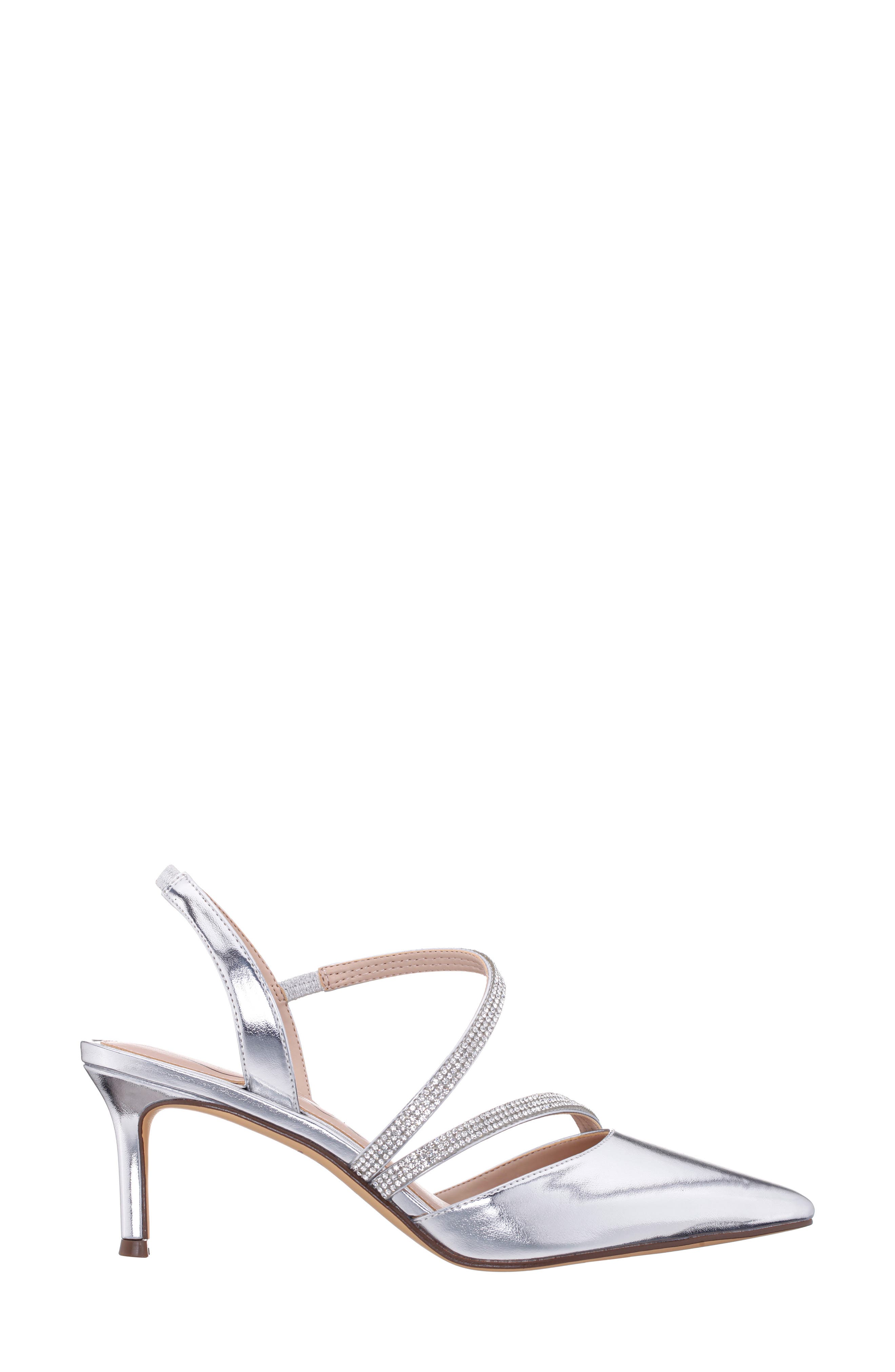 Nina Nela Slingback Pointed Toe Pump, Alternate, color, Silver