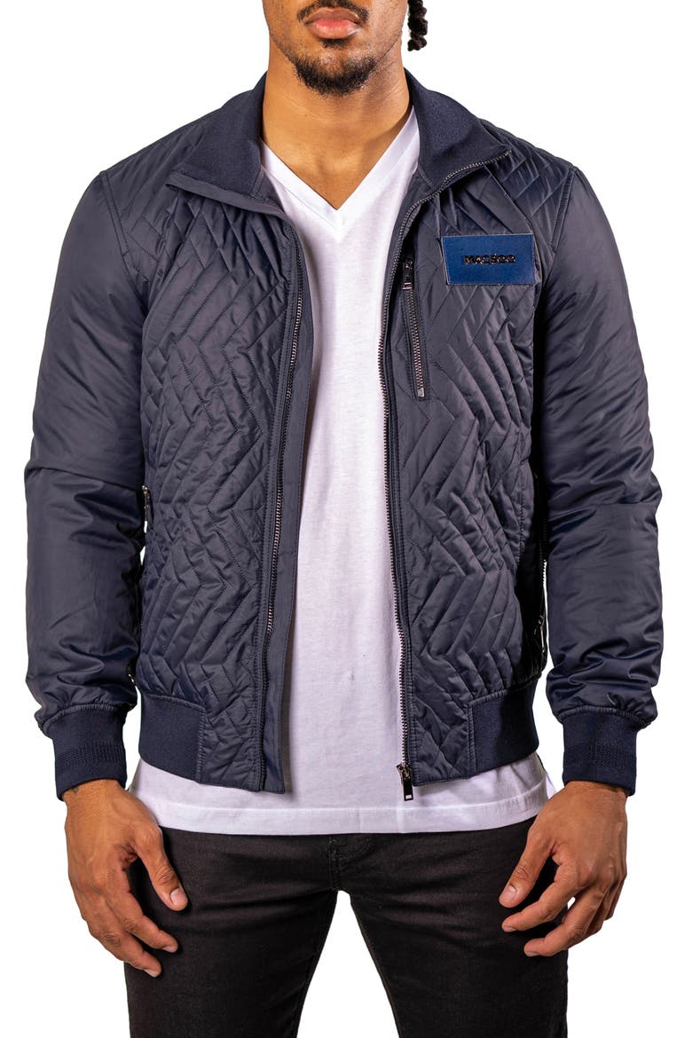 Puffycomb Quilted Bomber Jacket, Main, color, BLUE