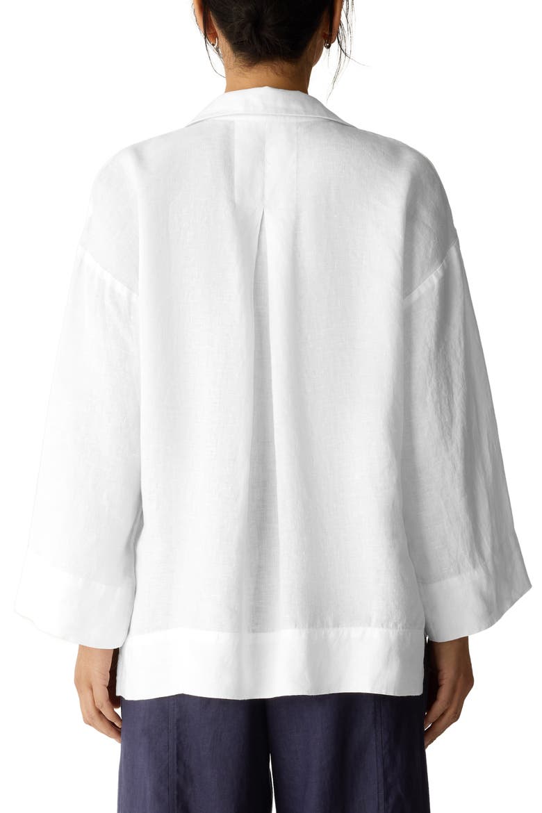 Classic Collar Organic Linen Popover Top, Alternate, color, WHITE