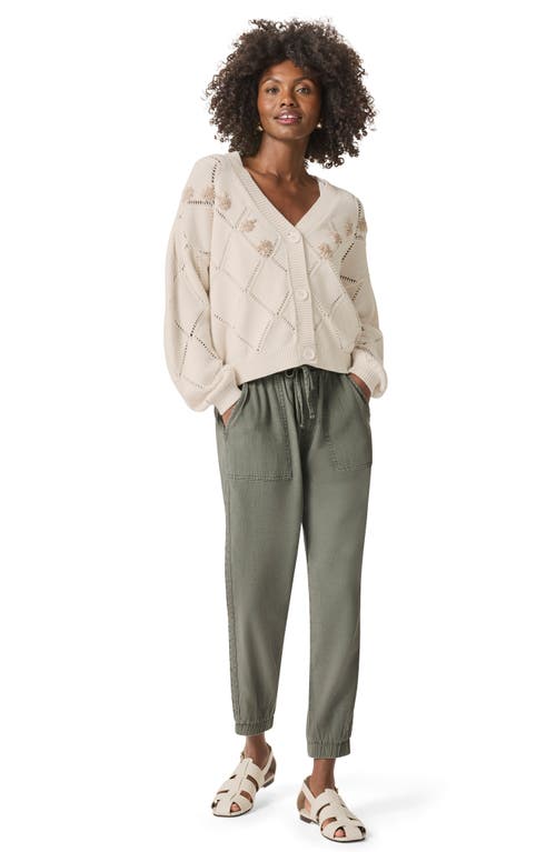 Splendid Primrose Embroidered Pointelle Stitch Cardigan In Moonstone