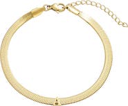 Adornia 18k Gold Plated Initial Herringbone Chain Bracelet