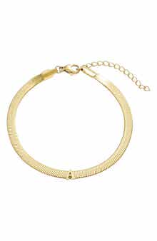 Adornia 18k Gold Plated Initial Herringbone Chain Bracelet